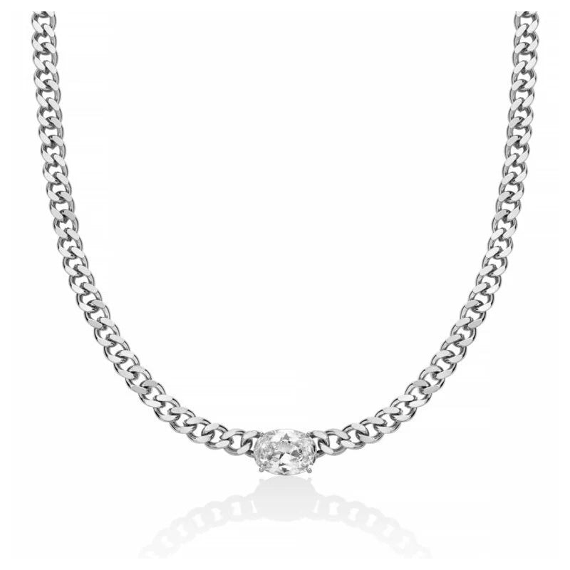 Collana Basik Catena con Pietra Bianca