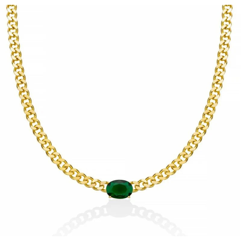 Collana Basik Catena con Pietra Verde